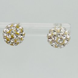 Sterling Silver Clear Stone Round Studs .95 G