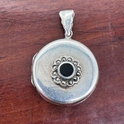 Sterling Locket With Onyx & Marcasite - 7.89 Grams