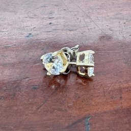 CZ Stud Earrings - Gold Over Sterling - 1.33 Grams