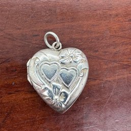 Heart Locket With Hearts & Flowers - Sterling - 3.78 Grams