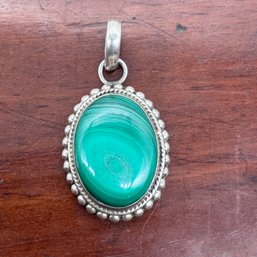 Chunky Malachite Sterling Pendant - 12.40 Grams