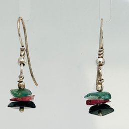 Sterling Silver Gemstone Dangle Earrings 1.69 G