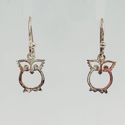 Sterling Silver Owl Dangle Earrings, 1.27 G