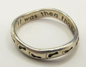 Sterling Ring With Footprints And Inscription 2.50g  Size 6
