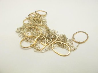 Long Gold Toned Sterling Necklace With Modern Links 7.39g