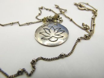 SATYA Sterling Necklace With Lotus Flower Pendant 4.73g