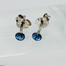 IAM Sterling Silver Blue Studs .38 G