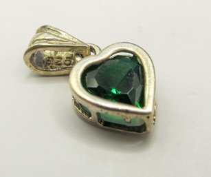 Sterling Heart Pendant With Green Stone 1.00g