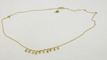 Gold Toned Sterling Necklace With Small Multicolored Stones 1.76
