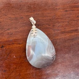 Teardrop Banded Agate Pendant With Sterling Silver Bale - 6.31 Grams