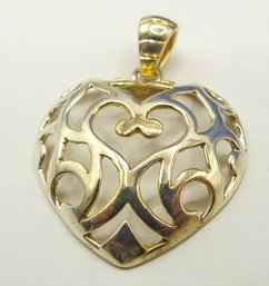 ITALY MILOR Ornate Sterling Filigree Heart Pendant 5.50g