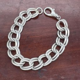 Double Curb Link Bracelet - Sterling Silver - 37.00 Grams