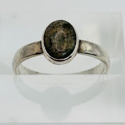 Green Agate Sterling Silver Ring Size 8, 3.1 G