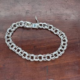 Sterling Silver Charm Bracelet With Safety Clasp - 11.85 Grams