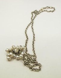 Sterling Necklace With Small Pearl Beads 4.79g