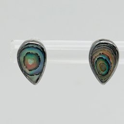 Abalone Sterling Silver Teardrop Stud Earrings 1.23 G