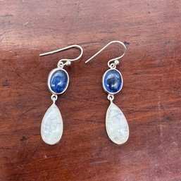 Moonstone & Apatite Dangle Earrings - Sterling - 6.31 Grams