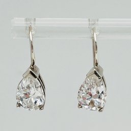 A Rhinestone Brilliant Sterling Silver Jacket Earrings 3.18 G