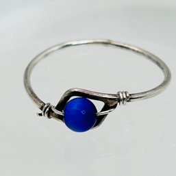 Sterling Silver, Blue Stone, Hand Handcrafted Ring Size 7, .76 G