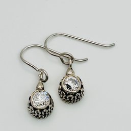 Rhinestone Sterling Silver Dingle Earrings 3.45 Grams