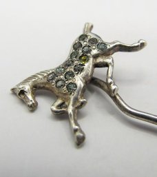 Sterling Horse Hat Pin With Clear Gems 1.59g