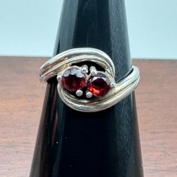 Garnet & Sterling Ring - 2.39 Grams - Size 5.75