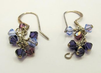 Sterling Hook Earrings With Purple Beads 2.00g