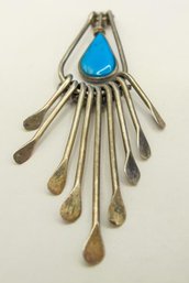 Sterling Chandelier Pendant With Turquoise Teardrop 2.48g