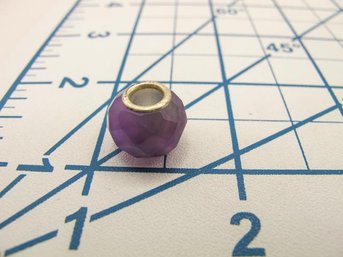 Purple Glass And Sterling Charm Bead 2.85g