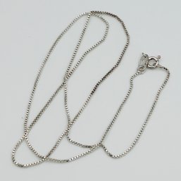 SA Italy Sterling Silver Box Chain Necklace, 1.99 G