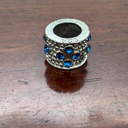 Pandora Style Slide Pendant With Blue Crystals - 2.61 Grams