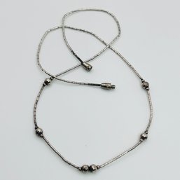 Sterling, Silver Bead And Bar Necklace 2.97 G