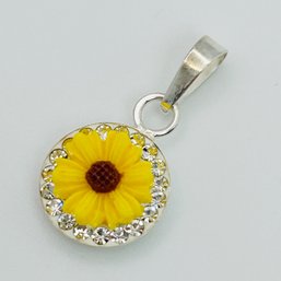 Sterling Silver Yellow Flower Pendant .8 G