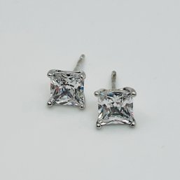 Rhinestones Sterling Silver Stud Earrings .92 G