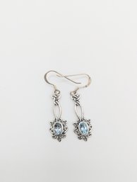 Sterling Light Blue Sapphire Dangle Earrings 3g