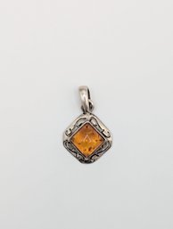 Sterling Orange Resin Pendant 7.3g