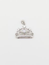 Sterling White Sapphire Stones Crown Pendant 1.7g