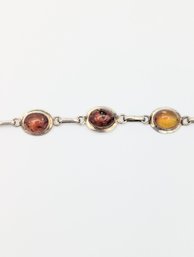 Sterling Sunburst Color Resin Chain Bracelet 7.5g