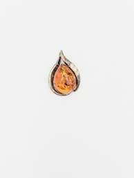 Sterling Sunburst Color Teardrop Resin Pendant 1.3g