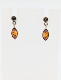 Sterling Sunburst Color Resin Teardrop Earrings 1.7g