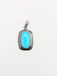 Sterling Turquoise Resin Rectangle Pendant 6.8g