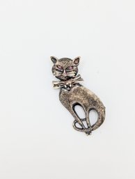 Sterling Sparkly Cat Brooch 3.9g