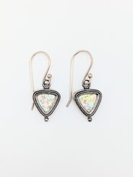 Sterling Mother Of Pearl Triangular Hook Earrings 2.9g