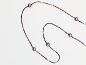 Sterling Box W/bead Chain Necklace 4.8g