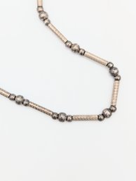 Sterling Box Chain W/beads And Long Beads Necklace 13.8g