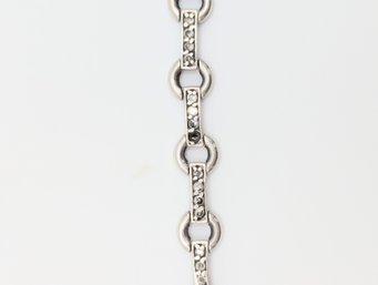 Sterling Chain Bracelet W/rhinestones 14.2g