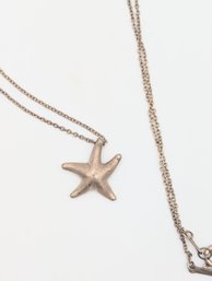 Sterling Chain Necklace W/starfish Pendant 3.1g