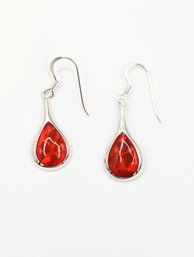 Sterling Sunburst Color Teardrop Hook Earrings 2.5g