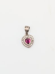 Sterling Pink Topaz Heart Shape Pendant 0.9g