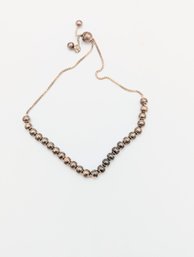 Sterling Box Chain W/beads Bracelet 4.1g